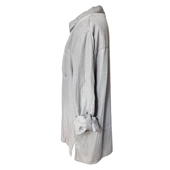 Jane + Delancey Womens Gray Button-Up Shirt XL With Roll-Tab Sleeves - Picture 4 of 16